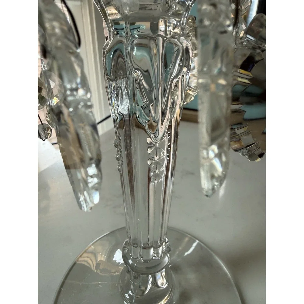 Heisey QUEEN ANN 8 inch w Crystal PRISMS Candleholder French Chic